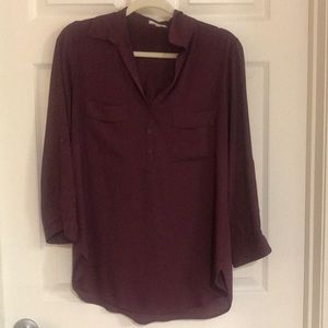 Maroon long sleeve blouse for work